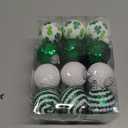 Deloky 24 PCS St.Patrick Day Sequin Ball Ornament- 1.6 Inch Green Shamrock Hanging Ball Ornament- Good Luck Clover Ball for Tree St.Patrick's Day Irish Festival Party Decoration