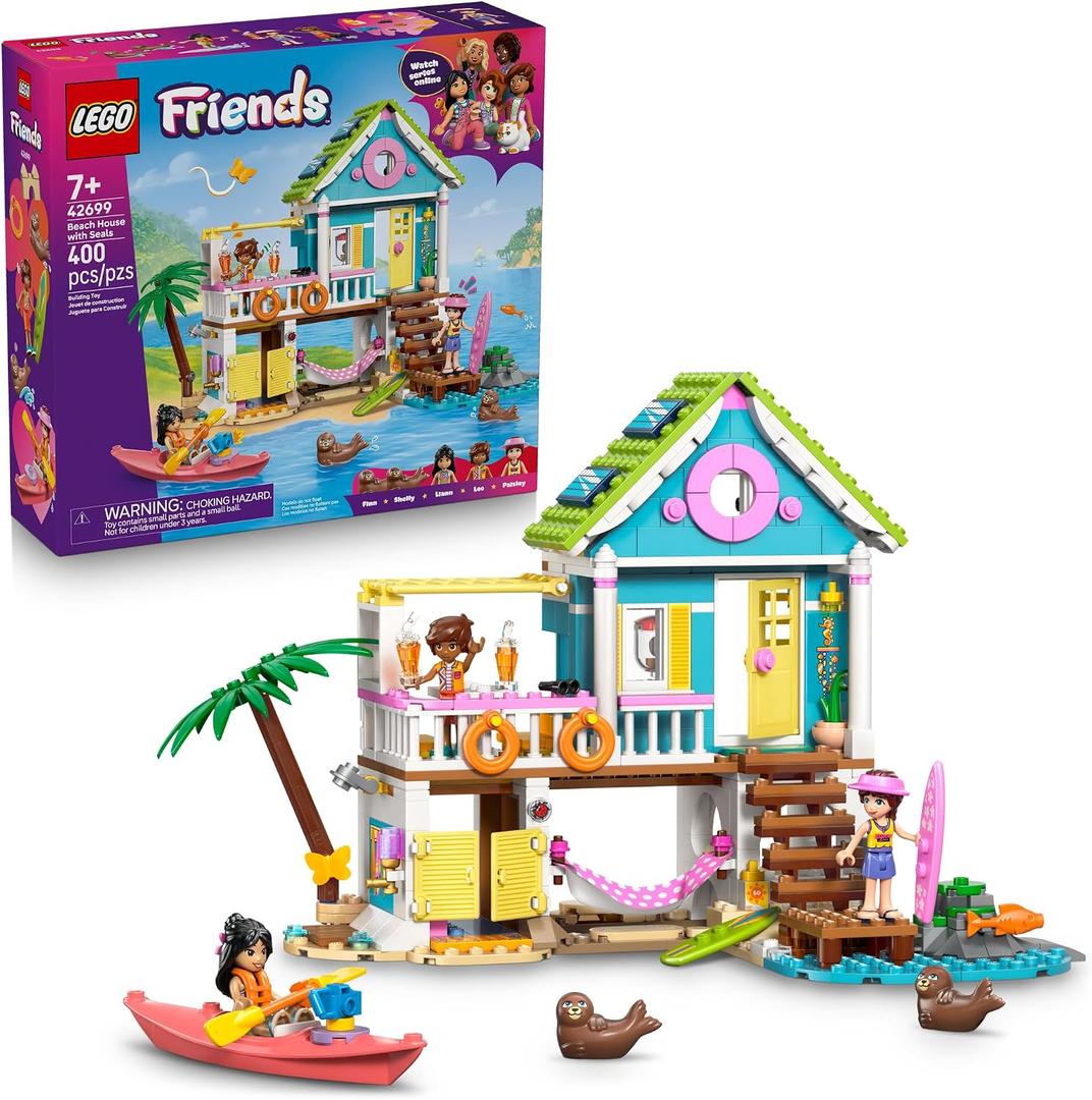 LEGO Friends Beach House with Seals Building Toy for Girls & Boys - Pretend Play Set for Kids, Ages 7+ - W/3 Minidolls, 2 Toy Animals, & Accessories - Gift Idea for Birthdays - 42699