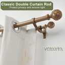 Double Curtain Rods 72 to 144 Inches(6-12feet) for Window, Adjustable Telescoping Drapery Rod with Aluminum Alloy Brackets, 1 Inch Diameter Front, 5/8 Inch Diameter Back Pipe, Brown Woodgrain