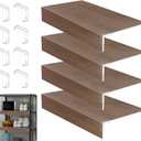 4 Pcs Wire Shelf CoverWire Rack Covers for Shelves, PVC Wood-Look Shelf Liners with Corner Guards for Pantry, Store, Kitchen, Removable Shelves, Home Organization (35 x 16 Inch, Walnut)