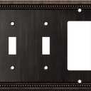 Henne Bery Sunken Pearls Heavy Duty Decorative Wall Plate Switch Plate Outlet Cover (Double Toggle/Single Decorator, Aged Bronze)