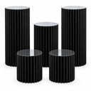 5-Piece Foldable Paper Column Display Stands, Round Wedding Centerpieces with Acrylic Plates, 2 × 31.5", 1 × 23.5", 2 × 16"