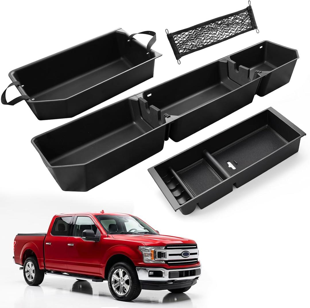 Underseat Storage & Center Console Organizer for Ford F150 2015-2020
SuperCrew/Crew Cab, for F-150 F250 F350 F450 Super Duty, Rear Under Seat Truck Tool Box Car Accessories