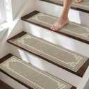 BEQHAUSE Stair Treads for Wooden Steps Non Slip Washable Carpet Stair Treads with Reusable Residue Free Backing Soft Polyester Stair Rugs Indoor for Kids Elders and Dogs, 15pcs,Taupe