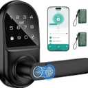 Smart keypad Door Lock with HandleFingerprint Keyless Entry Digital Lock with Built-in doorbell for Front Door,Bedroom,biometric Door knob, APP Control