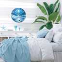 XFM Large Blue Wall Clock 20 Inch Silent Wall Clocks Battery Operated Moon Ocean Wave Round Clocks for Kitchen Bedroom Bathroom Decor