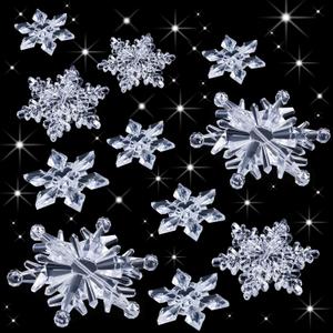 Boao Clear 45 Pcs Acrylic Crystal Snowflakes Ornaments, Clear Hanging Snowflake Decorations for Christmas Xmas Tree Festival Winter Wonderland Party Wedding Decor, 3 Styles