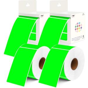 PARLAIM 3x5 inch Rectangle Color Code Stickers, 1000PCS 4 Rolls Square Adhesive Inventory Label, Fluorescent Green