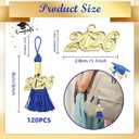 120 Pcs 2026 Mini Tassels for Craft 2.4inch, Graduation Silky Tassels Party Favors Mini Bookmark for Graduation Decor, Chocolates Decor, Keychain Making(Blue)