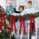 4 PCS Red Velvet Bows for Christmas Tree, 23.5 X 8.7 Inches Large Christmas Bow, Big Vintage Christmas Decor for Wreath