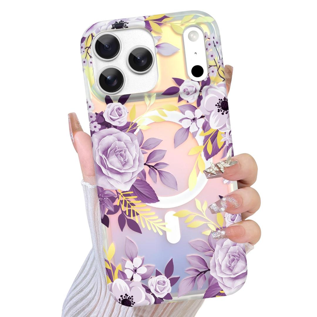 TEAUGHT for iPhone 17 Pro Case Rose Iridescent, Purple