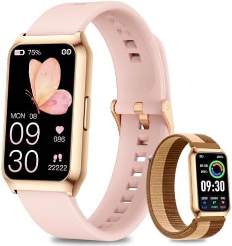 GADIXY Smart Watches for Women,7 Day+ Battery, Aluminum Case, with Heart Rate/Blood Oxygen/Sleep Tracker,IP68 Smart Watch for Android & iOS, Steps/Calorie/Distance, Pink