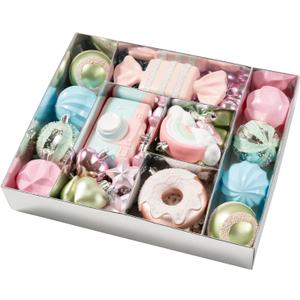 58PCS Pastel Christmas Ornaments Set, Assorted Colorful Candy Doughnut Christmas Balls Ornaments, Shatterproof Macaron Xmas Baubles Hanging Decorations for Christmas Tree/Party/Holiday (Style 2)