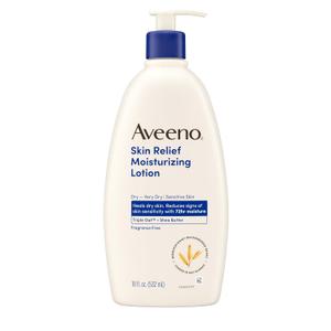 Aveeno Skin Relief Moisturizing Lotion Heals Very Dry, Sensitive Skin, Fast-Absorbing Body Lotion with Soothing Triple Oat & Shea Butter Formula, Fragrance Free, Non-Comedogenic, 18 fl. oz