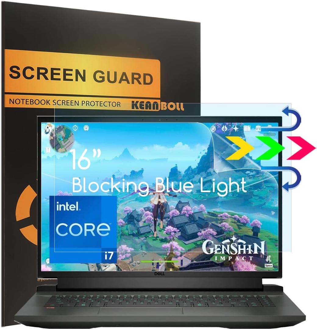 2 Pack Blocking Blue Light Screen Protector for Dell Inspiron 7000 Series 7640 7635 7630 7620 7610 2-in-1 16" Laptop & Dell G16 7000 7630 7620 16" Gaming Laptop,Eye Protection Anti Blue Light Shield