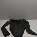 SHENHE Women's Sexy Long Sleeve Deep V Bodysuit Lace Up Criss Cross Going Out Party Top Bodysuit (Large, Black)