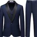 Boy Suits 3 Piece Slim Fit Formal Suit Set with Tuxedo Jacket Vest Pants for Kids Wedding Ring Bearer Party (4-5T, Navy)