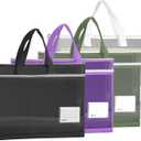 4 Pack Two Layers Mesh Zipper Bags Large, A3 Art Project Bag Student Subject Bags with Handle, Toy Storage Bag with Breathable Nylon Mesh for Playroom Board Games School Office Organization