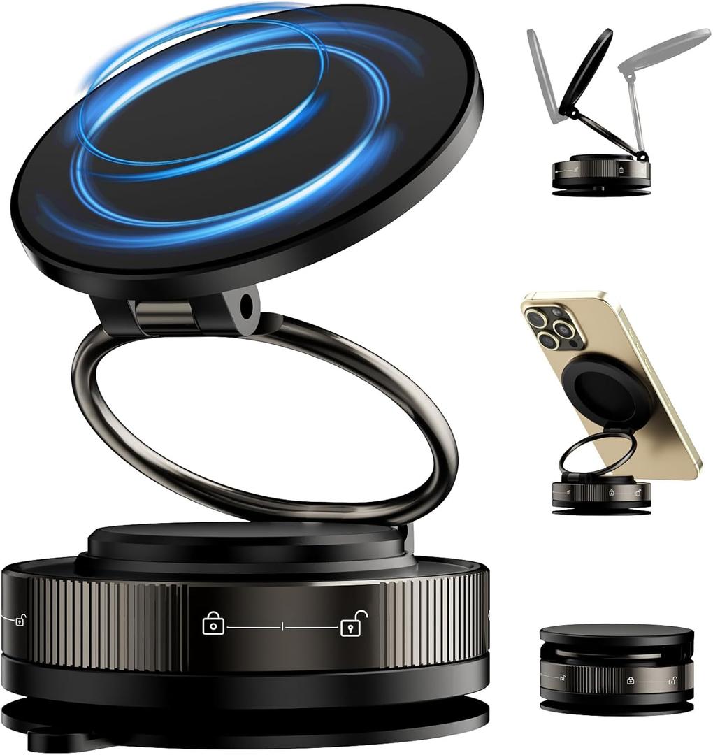 for MagSafe Car Mount 360 Rotation Magnetic Adjustable Dashboard Windshield Suction Bracket Foldable Stand Cell Phone Holder for iPhone 16e 16 Pro Max 15 Plus 14 13 Samsung S25 S24 S23 A16 Pixel 9 9a