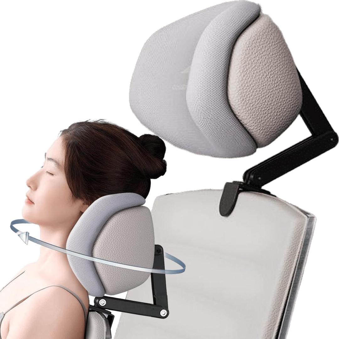 Upgraded Version Memory Foam Headrest Attachment for Office Chair, Attachable Chair Head Rest, Desk Chair Neck Support, Elastic Sponge Head Pillow Adjustable Height and Angle (Upgraded Version(Gray))