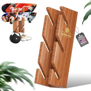 Stand 3-Layer Wooden Skateboard Holder, Snowboard Storage Display Rack, Longboard Kids Skateboard Deck (wood)