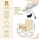 Mifoci Baby Outdoor Beach Chair with Umbrella Kids Travel Folding Seat with Tray Compact Portable Chair with Storage Bag, Backrest Pocket for Dining Table, Camping, Light Brown