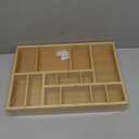 Juvale Bamboo Drawer Organizer Tray with 8 Adjustable Dividers for Kitchen Utensils, Cutlery (14 x 10 x 2 In)