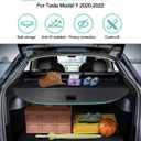 Powerty Retractable Trunk Cover for 2020 2021 Tesla Model Y 5-Seaters (Not for 7-Seaters), Retractable Trunk Cover Privacy Cover Truck Replacement for 2020 2021 Model Y Accessories (Canvas Texture)