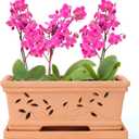 12 Inch Terra Clay Orchid Pots with Drainage Holes Saucers Large Clay Planters for Repotting Plant Pots for Terra Cotta Pot for Plants Indoor and Outdoor Promotes Air Circulation