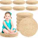 Barydat 6 Pcs Floor Cushions Round Large Pillow Seating Meditation Floor Pillow Boho Natural Woven Seat Cushion Japanese Tatami Cushion for Yoga Room Balcony Chair Pad, 15.75 Inch, 15.75 inches , 1.97-2.36 inches