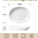 14 Inch Oval Serving Platters Set of 2, Large Deep Ceramic Serving Platter, White Porcelain Serving Trays for Entertaining, Turkey, Steak, Appetizers, Pasta, Salad