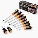 10 Pieces Magnetic Screwdriver Set, 5 Phillips and 5 Flat Head Tips Screwdriver, Bi-material Anti-slip Handle Heavy Duty Hand Tools for Home Repair and DIY Projects