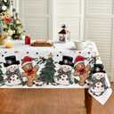 Horaldaily Christmas Tablecloth 5270 Inch Rectangular, Gingerbread Man Tree Snowman White Washable Table Cover for Party Picnic Dinner Decor