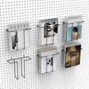 6 Pack Literature Display Shelf for Pegboard, Metal Wire Peg Board Magazine Holder, Pegboard Shelves Accessory for Trade Shows, Exhibitions, Offices, and Retail Stores, Black