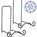 Baderke Wrought Iron Bowl Deep Platter Stand Detachable Metal Scroll Display Rack Easel Metal Bowl Display Stand Decorative Holder Dish Picture Easel(Black,1 Pcs)