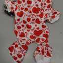 Weewooday 3 Piece Valentine's Day Dog Pajamas Dog Bodysuit & Jumpsuit Set, Heart Pattern Puppy Clothes for Puppy & Cat, Size S, fit 3.3-5.5lbs