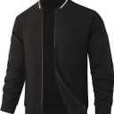 HOOD CREW Mens Lightweight Casual Jackets Varsity Bomber Jacket Coat with Zipper (Black, XXXL)