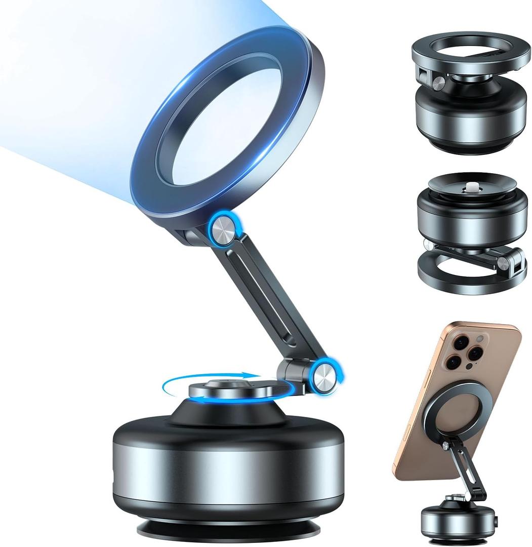 Upgrade Electric Vacuum Magnetic Phone Holder for Car, 360 Rotating Car Phone Mount for iPhone 17pro/16/15/14/13 for Car/Mirror/Smooth Surfaces Gifts for Men Women