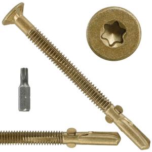 #14 x 2-3/4" Trailer Deck Screws, Self-Tapping Sheet Wood Metal Screw, 181Pcs T25 Star Bits Reamer Tek Screws for Trailers, for Attaching Wood to Steel (Gold)