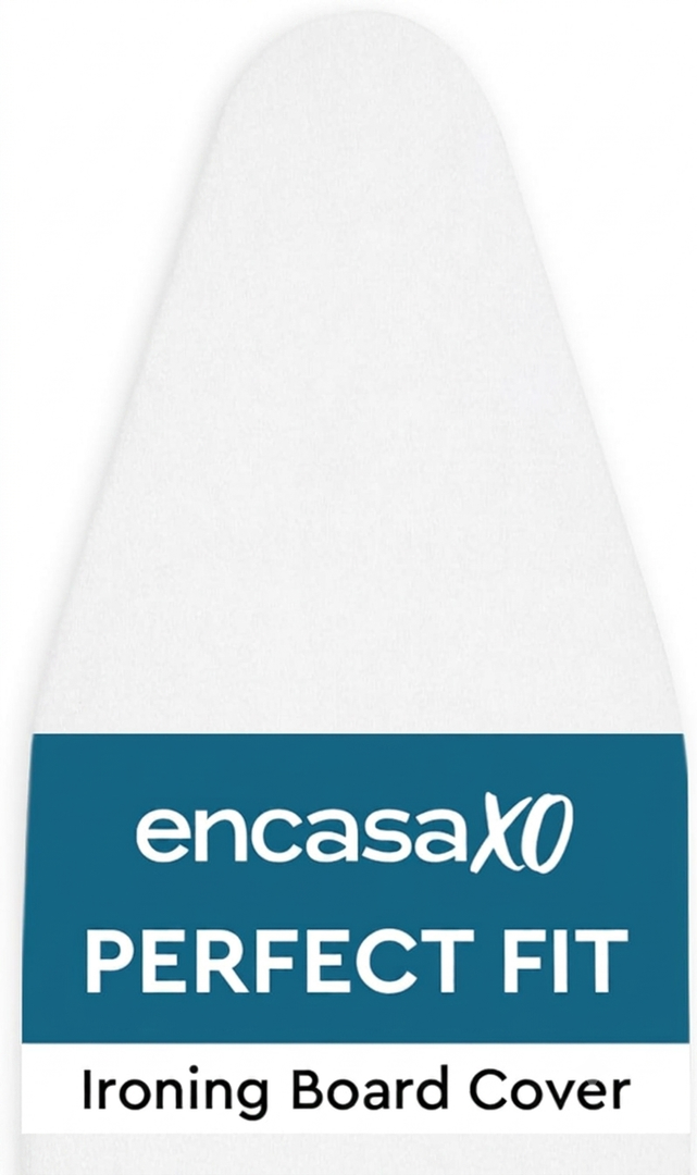 Encasa XO Ironing Board Cover and Pad 42"x14" - Thick 2mm Foam Padding, Drawstring Tightening & Lock, Heat Reflective, Scorch & Stain Resistant, Medium Ironing Board - White