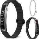 Efolen Smart Bracelet for Women,Ultralight Fitness Tracker Smart Wristband with Heart Rate/Blood Oxygen/Sleep Monitor/Pedometer,Slim Smartwatch for Android iPhone,Activity Tracker,2 Band,Black