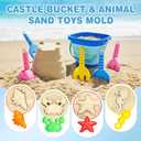 Dreamon Beach Toys for Kids 3-10, Collapsible Sand Castle Toys for Beach Include 3 Pack Foldable Buckets, Shovels Molds and Storage Mesh Bag, Sandbox Travel Toy for Toddlers Kids