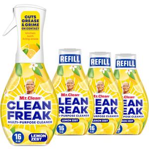 Mr. Clean Clean Freak Multi Surface Cleaning Spray, Deep Cleaning Mist Starter Kit and Refill Bundle, Lemon Zest Scent, 64 fl oz