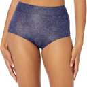 Warner's Women's No Pinching No Problems Modern Brief Panty (Size 5, Evening Blue Boho Garden Print)
