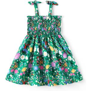 Disney Princess Frozen Elsa Minnie Stitch Toddler Girl Dress Bow Tie Straps Smocked Summer Outfit Birthday Party Clothes 5-Y