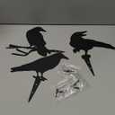 VANZACK Cast Iron Crow Statue, 3pcs Ravens Garden Stake Crow Sculpture Bird Figurines Silhouette Yard Art Insert Home Decor Black Bird Statue Halloween Crow Figure