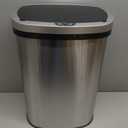BestOffice | 13 Gallon Trash Can with Lid | Automatic Touchless Garbage Can | Odor Control | Modern Oval Design | Easy to Clean | Stainless Steel | Fits Any Kitchen, Bathroom, Office or Home
