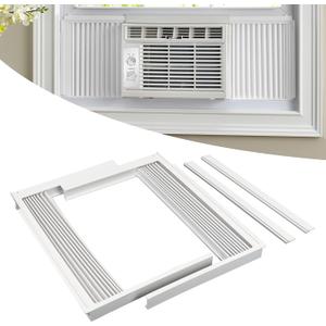 Forestchill Window Air Conditioner Side Panel with Frame, Fit Most 5,000 BTU Units, Room AC Accordion Filler Curtain Kit Replacement, Include Window AC Side Panels & Frames (White, Fit 5,000 BTU Units)