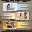 NUSVAN Vanity Mirror with Lights Lighted Makeup Mirror with 15 Dimmable LED Bulbs,3 Color Lighting Modes,USB Charging Port Touch Control,Sturdy Metal Frame Design 24x18 Inch,White