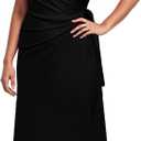 Hostoyo Plus Size Wrap Dress for Women Casual Black Dresses Soft Stretchy Knee-Length Sweetheart Neckline Work Party Wedding (Black), 4XL